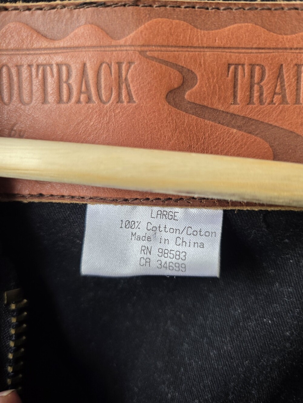 Outback Trail Foxfire Aussie Pathfinder Black Waxed Oilskin Bomber Jacket Mens L - Picture 7 of 12